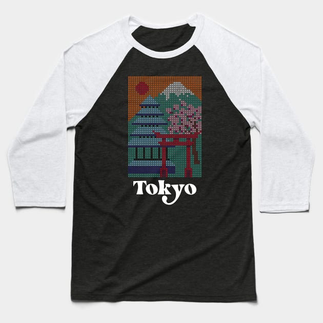 Tokyo City Cross Stitch Needlepoint and Craft Baseball T-Shirt by YourGoods